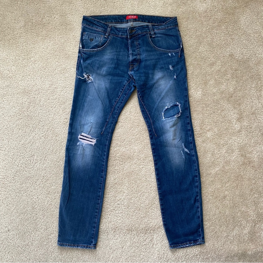 Guess Distressed Button Fly Jeans